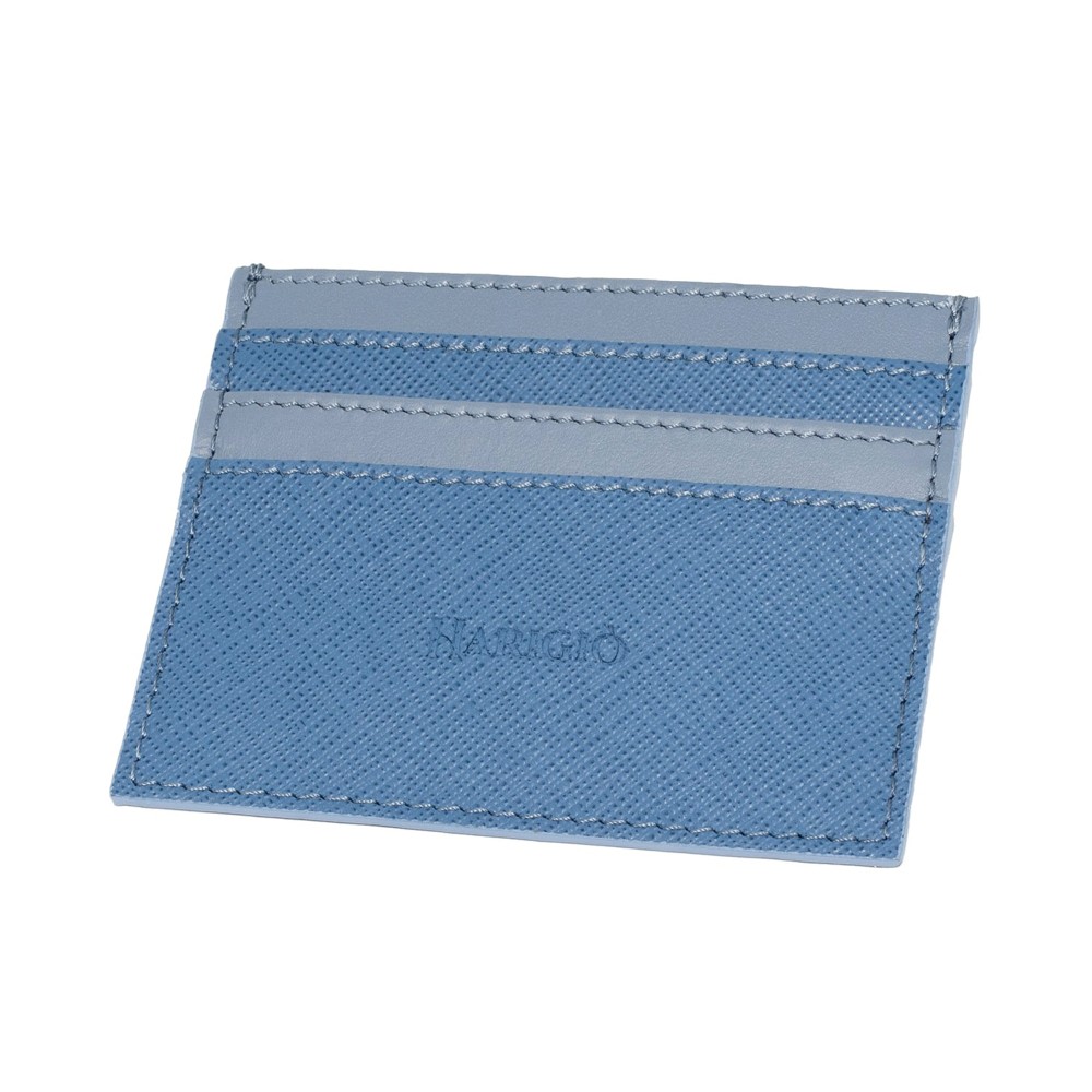 Portacarte di credito pelle celeste, porta documenti tascabile unisex